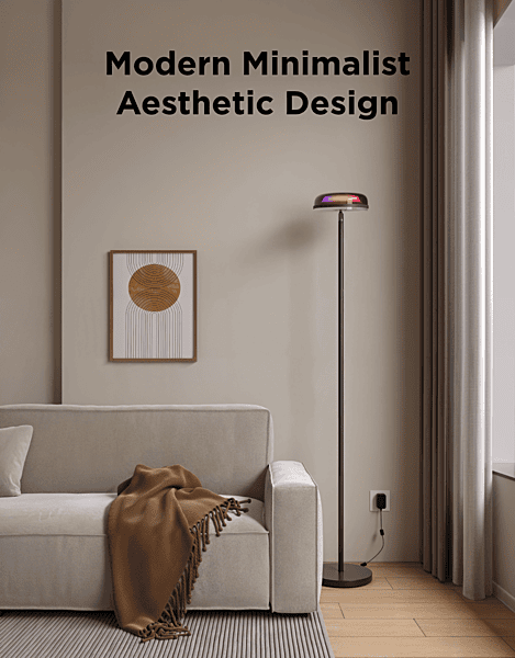 Govee Uplighter Floor Lamp - Tri-Zone RGBIC Smart LED with Matter Support