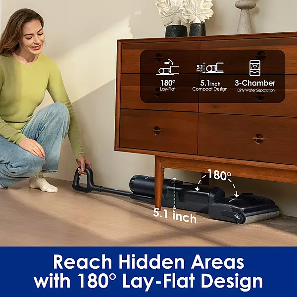 Tineco FLOOR One S7 Stretch - 50min, Smart 180° Lay Flat Wet Dry Cordless Vacuum Floor Washer & Mop Stick