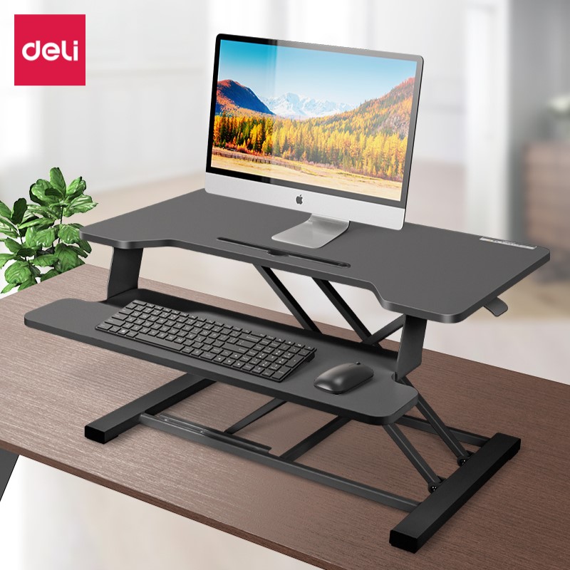 DELI 90006 SIT/STAND ELEVATED COMP. DESK BLACK