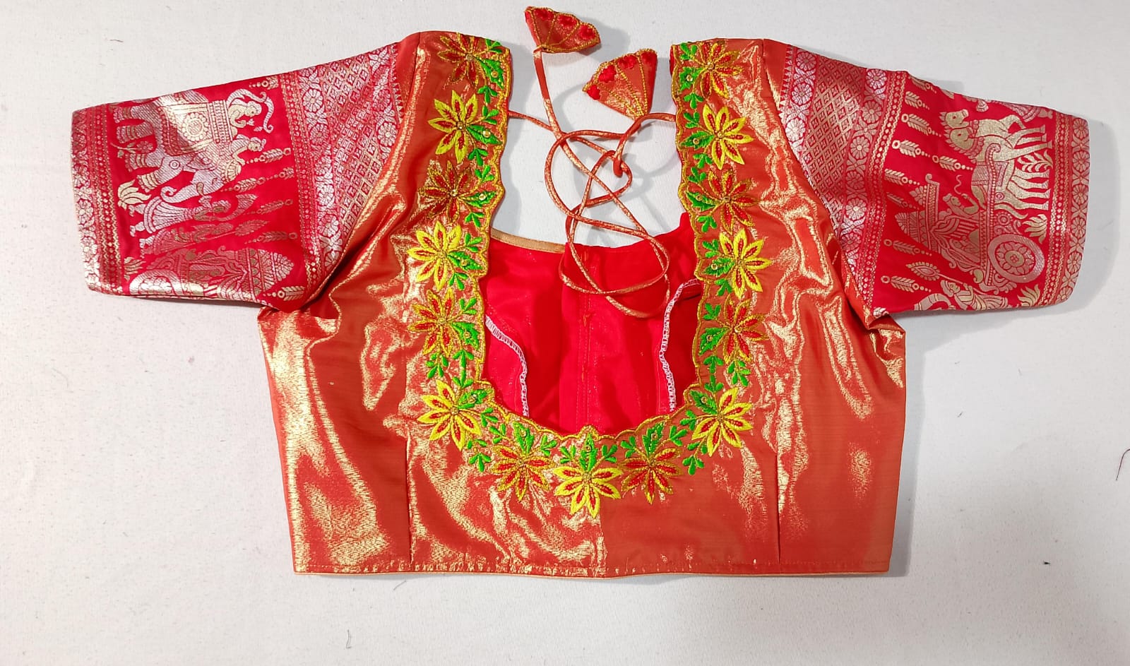 N308: Ready To Ship Beautiful Semi Kanchipattu Saree With Stitched Embroidery Work Blouse