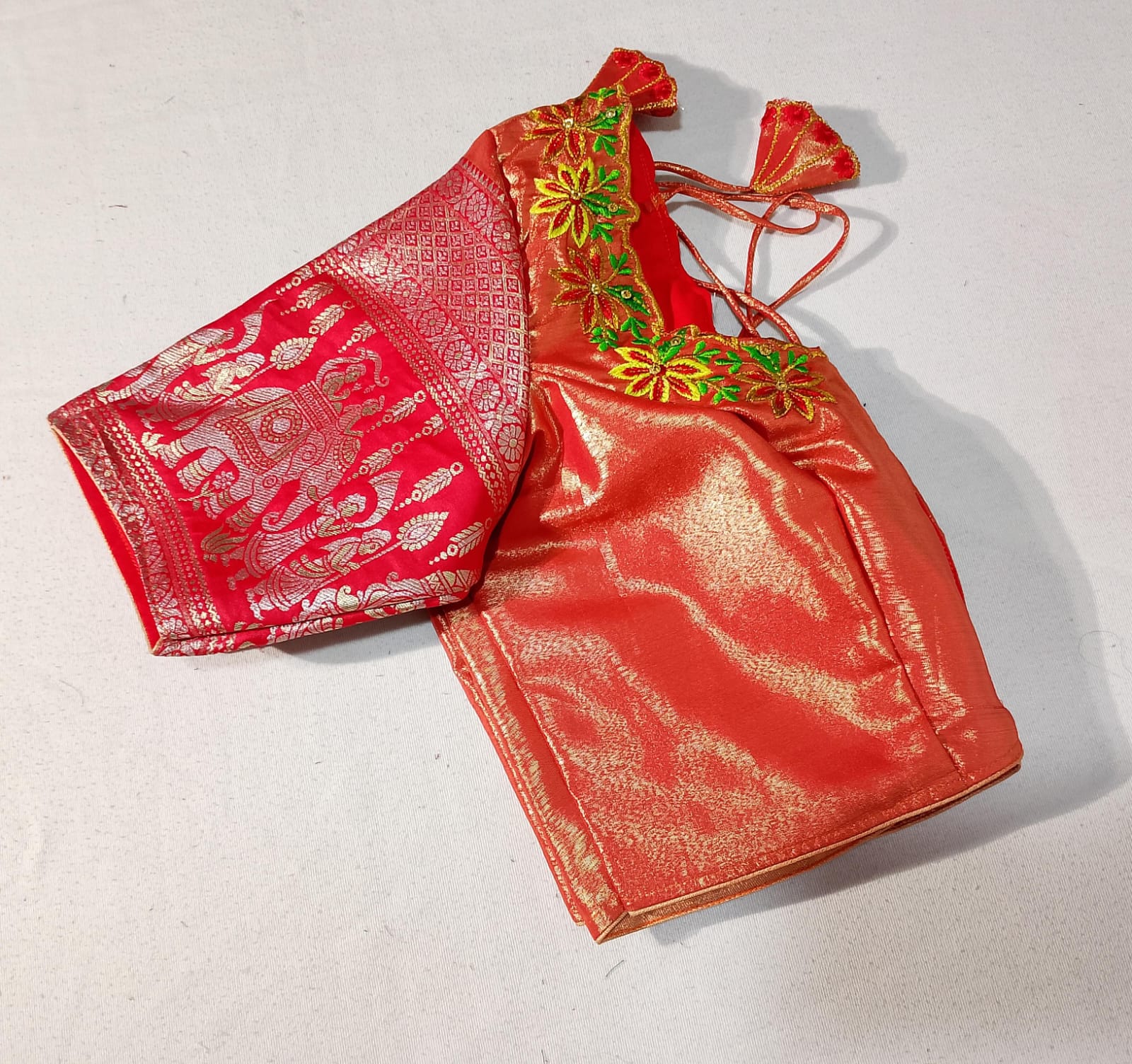 N308: Ready To Ship Beautiful Semi Kanchipattu Saree With Stitched Embroidery Work Blouse