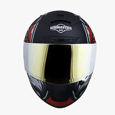 STEELBIRD SA-2 VILLAIN GLOSSY BLACK/RED C/V (L) + EXTRA CHROME VISOR