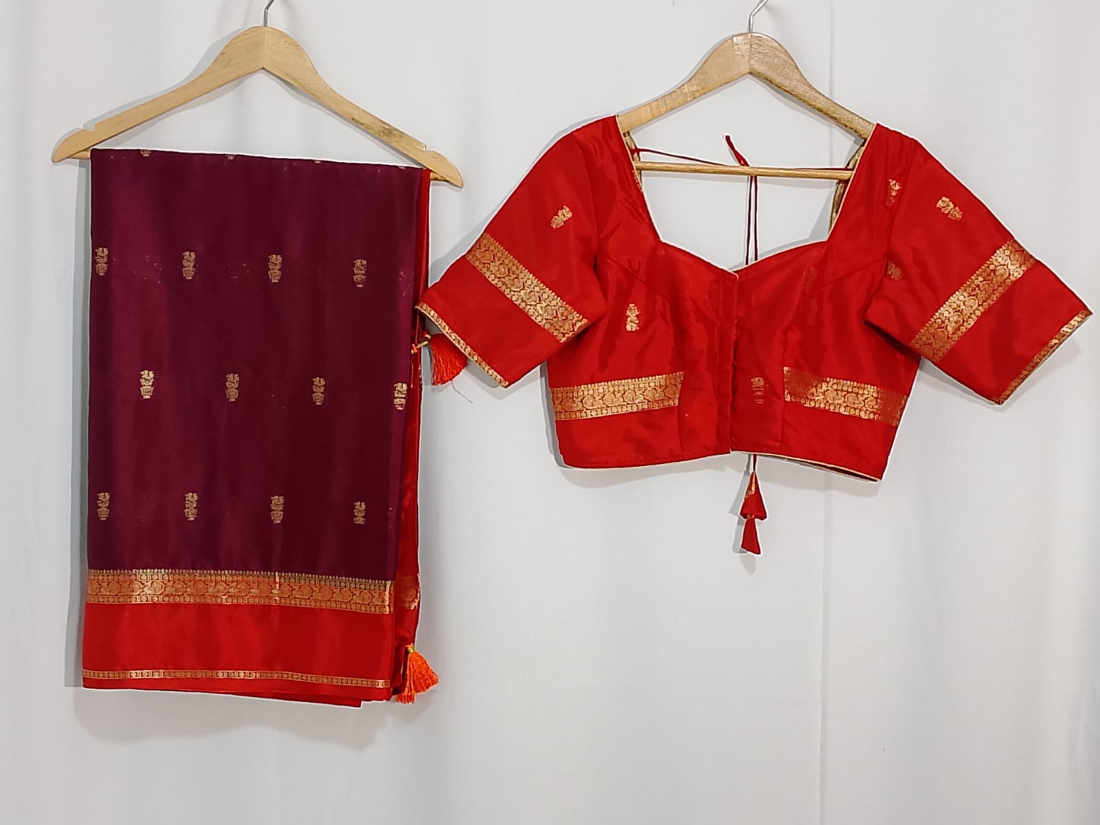 N341: Ready To Ship Beautiful Soft Silk Saree With Stitched Blouse