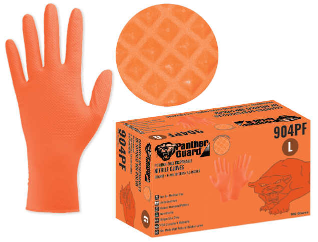 GUANTE NITRILO NARANJA PANTHER 904PF S/P C/100