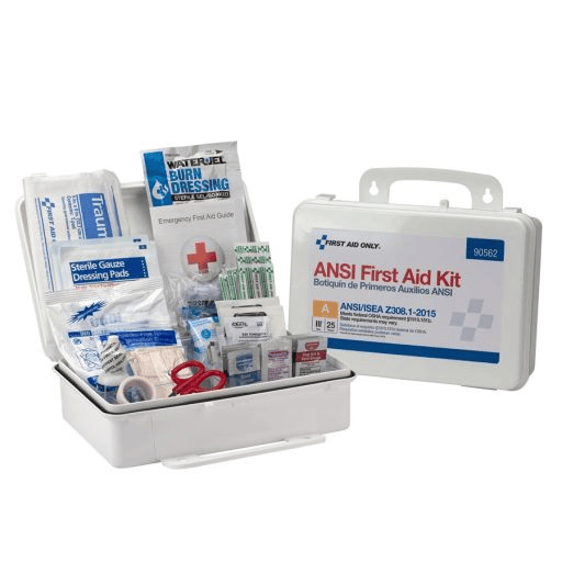 25 Person First Aid Kit, ANSI A,  Plastic Case