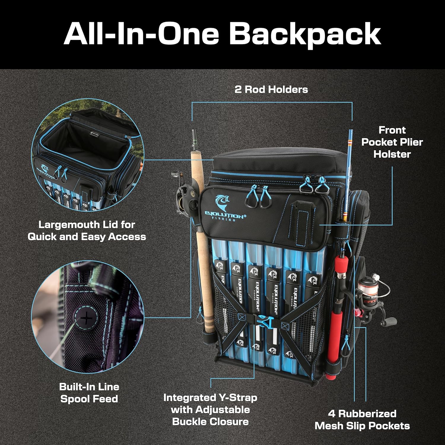 EVOLUTION OUTDOOR Evolution Fishing Drift Series 3600 Tackle Backpack