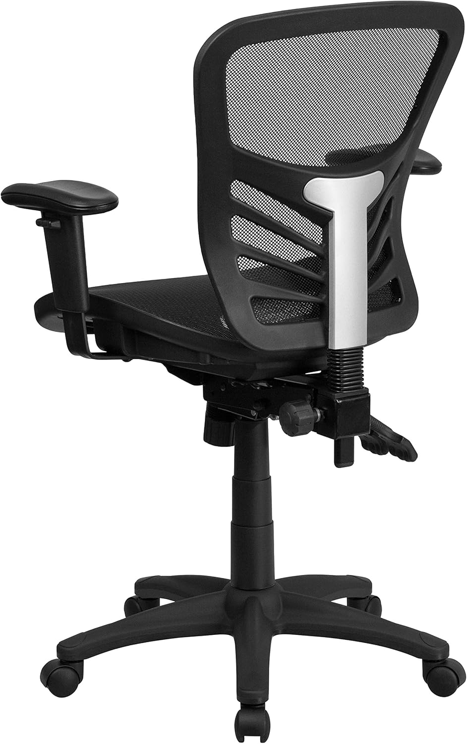 Flash Furniture Nicholas Mid-Back Transparent Black Mesh Multifunction Executive Swivel Ergonomic Office Chair