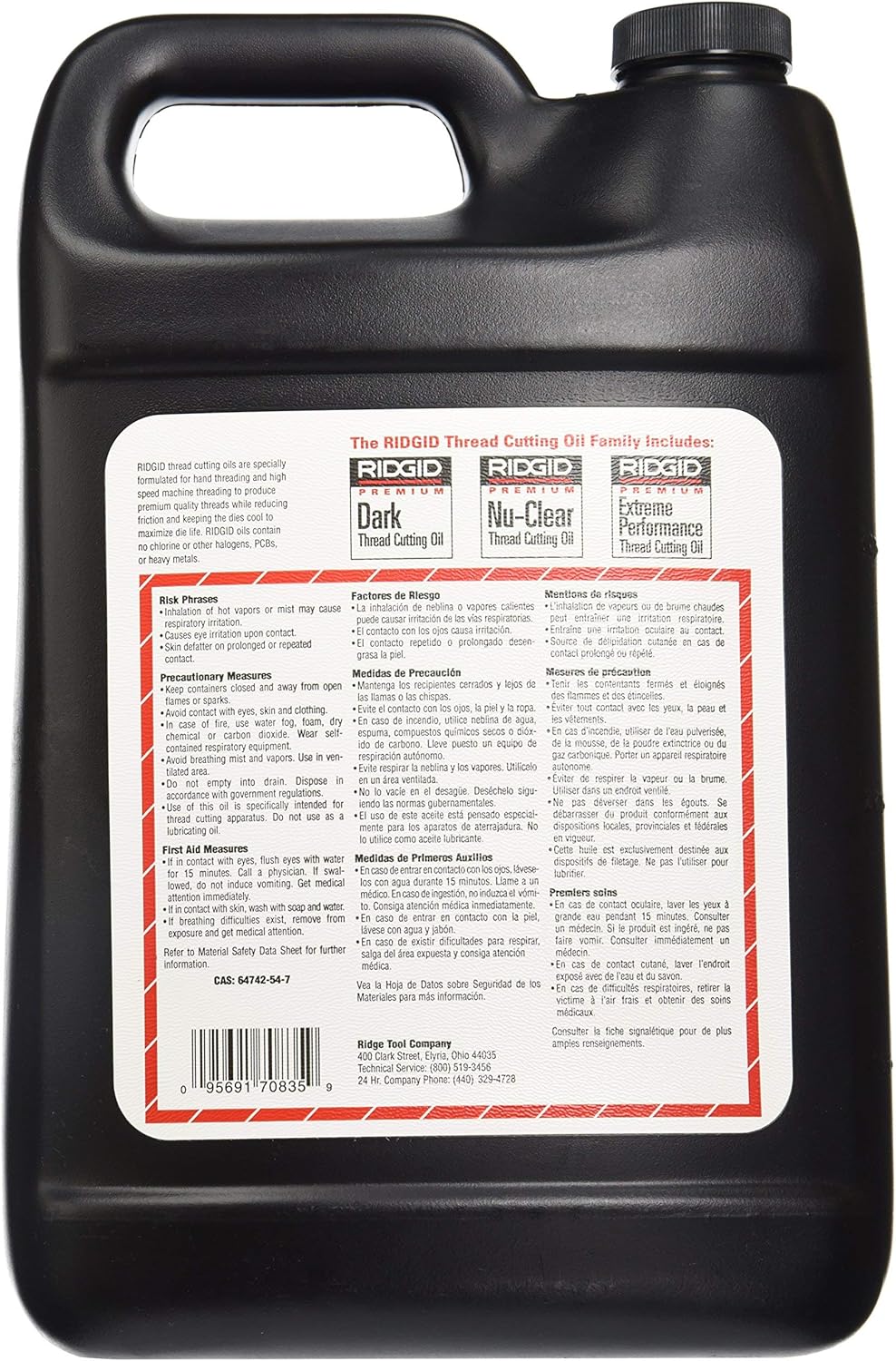 RIDGID 70835 Nu-Clear Thread Cutting Oil, 1 Gal, Halogen, PCB and Chlorine-Free, Designed to Prolong Equipment Life