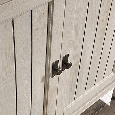 Sauder Costa Library Base, Coastal Cottage Cabinet, Office Storage Solution, Entryway Organizer - Chalked Chestnut Finish