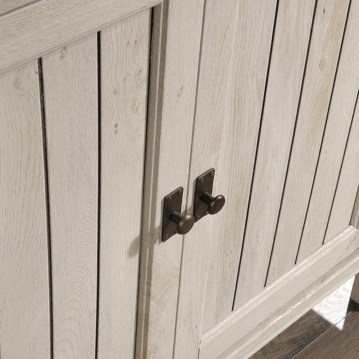 Sauder Costa Library Base, Coastal Cottage Cabinet, Office Storage Solution, Entryway Organizer - Chalked Chestnut Finish