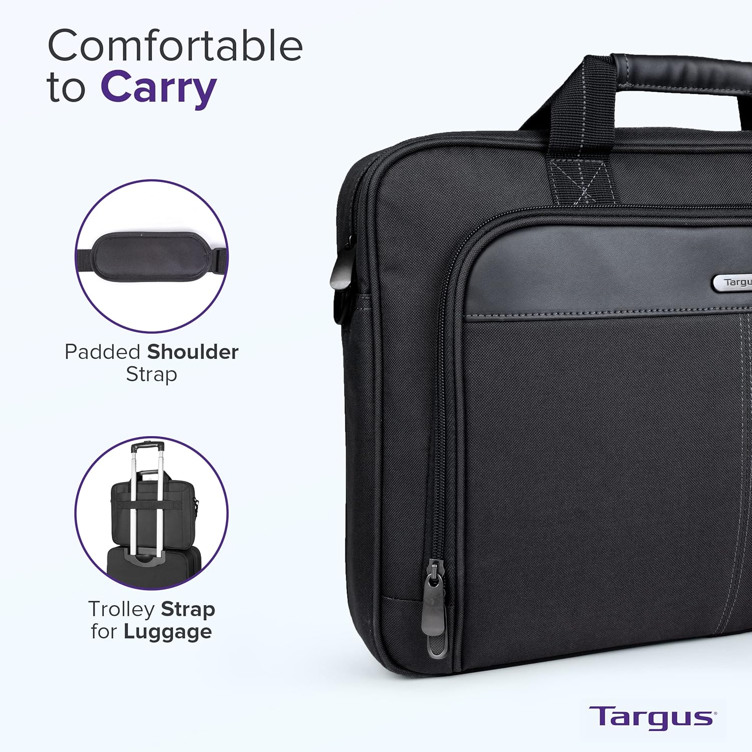 Targus unisex-adult Slim Briefcase With Crossbody Shoulder Bag 16 inch Black