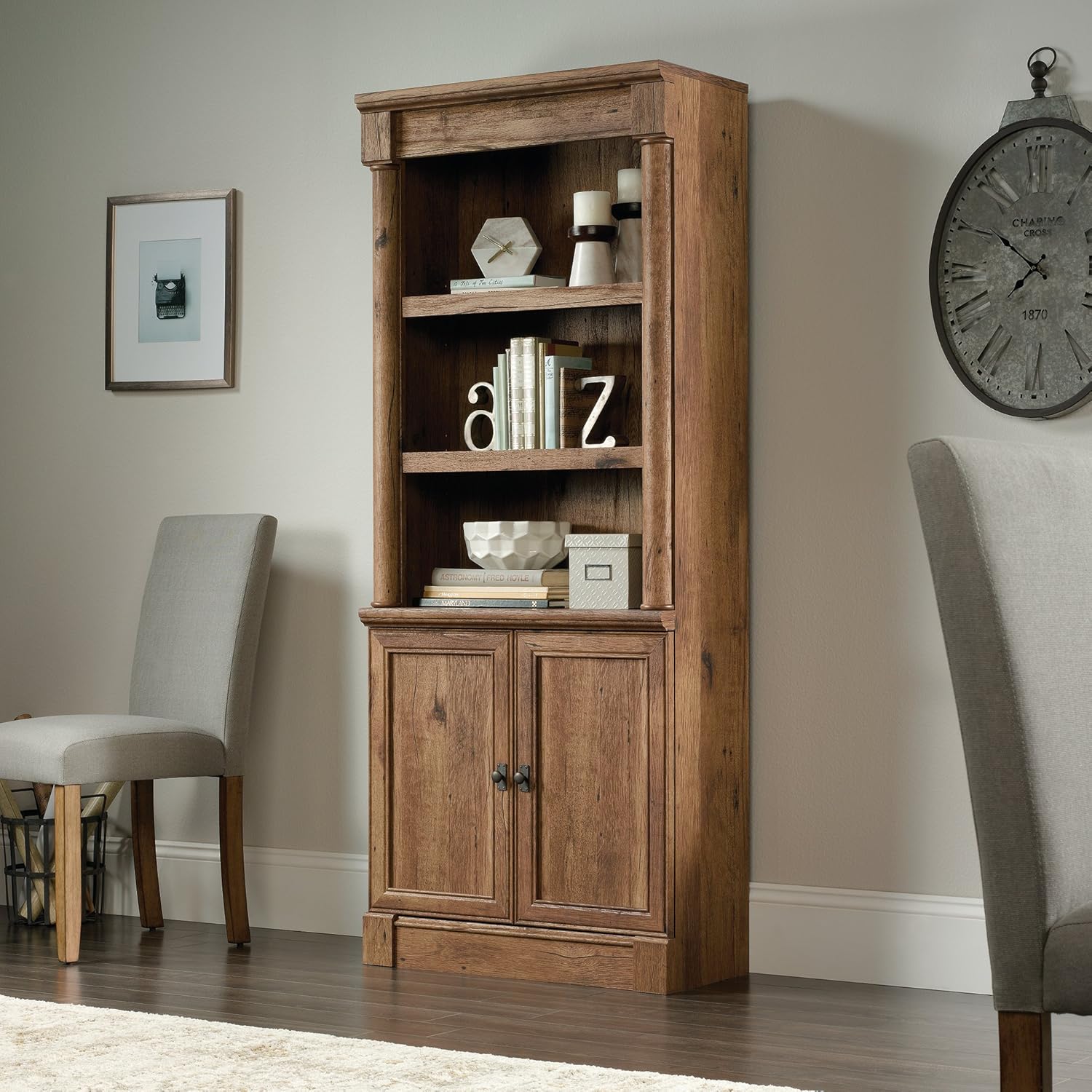 SAUDER Palladia 5-Shelf Library Bookcase with Doors
