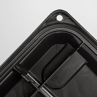 IRIS Weathertight Plastic Storage Containers With Latch Lids, 15 3/8in x 16in x 30in, Black, Case Of 4