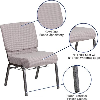 Flash Furniture HERCULES Series 21''W Padded Church Chair with Book Rack