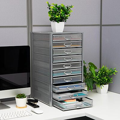 Mind Reader Metal Mesh Desk Organizer - Multi-Purpose Desktop File Storage