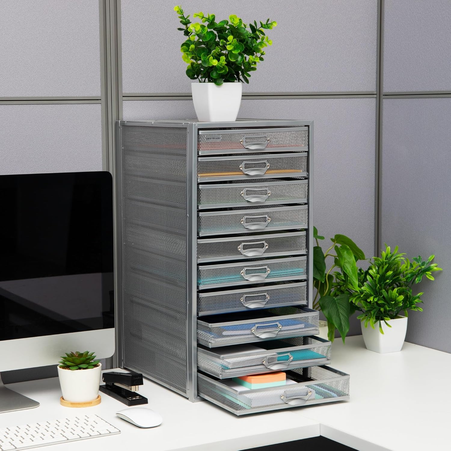 Mind Reader Metal Mesh Desk Organizer - Multi-Purpose Desktop File Storage