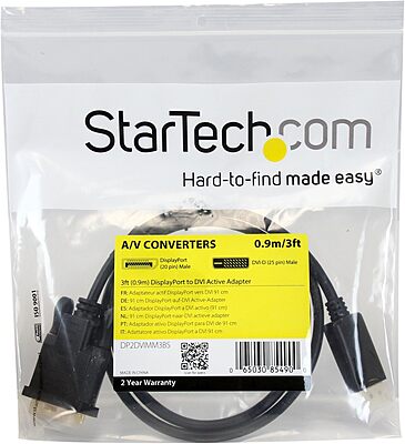 StarTech.com 3 foot DisplayPort to DVI Active Adapter Converter Cable - 3 ft (0.9m) Active DP to DVI M/M Cable for PC