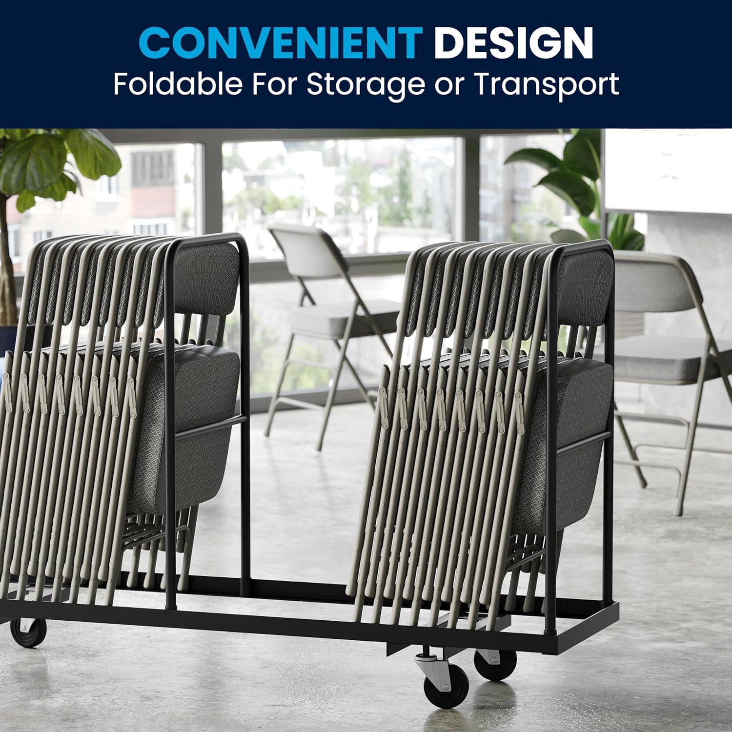 FLASH FURNITURE Hercules Series Metal Folding Chairs with Cushioned Fabric Seats