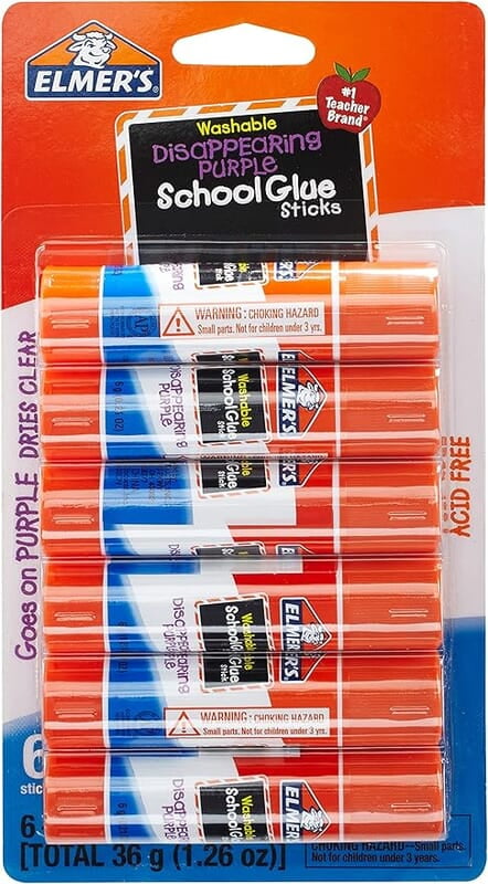 Elmer's Disappearing Purple School Glue Sticks, 6 Count