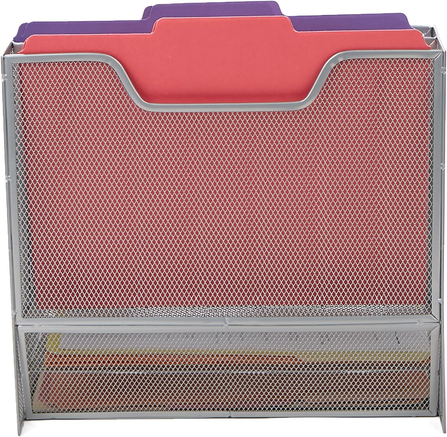 Mind Reader Desktop Organizer, Vertical File Holder, Paper Trays, Metal Mesh