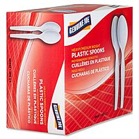 Genuine Joe Heavy/Medium Weight Plastic Spoon, White, 100 Count