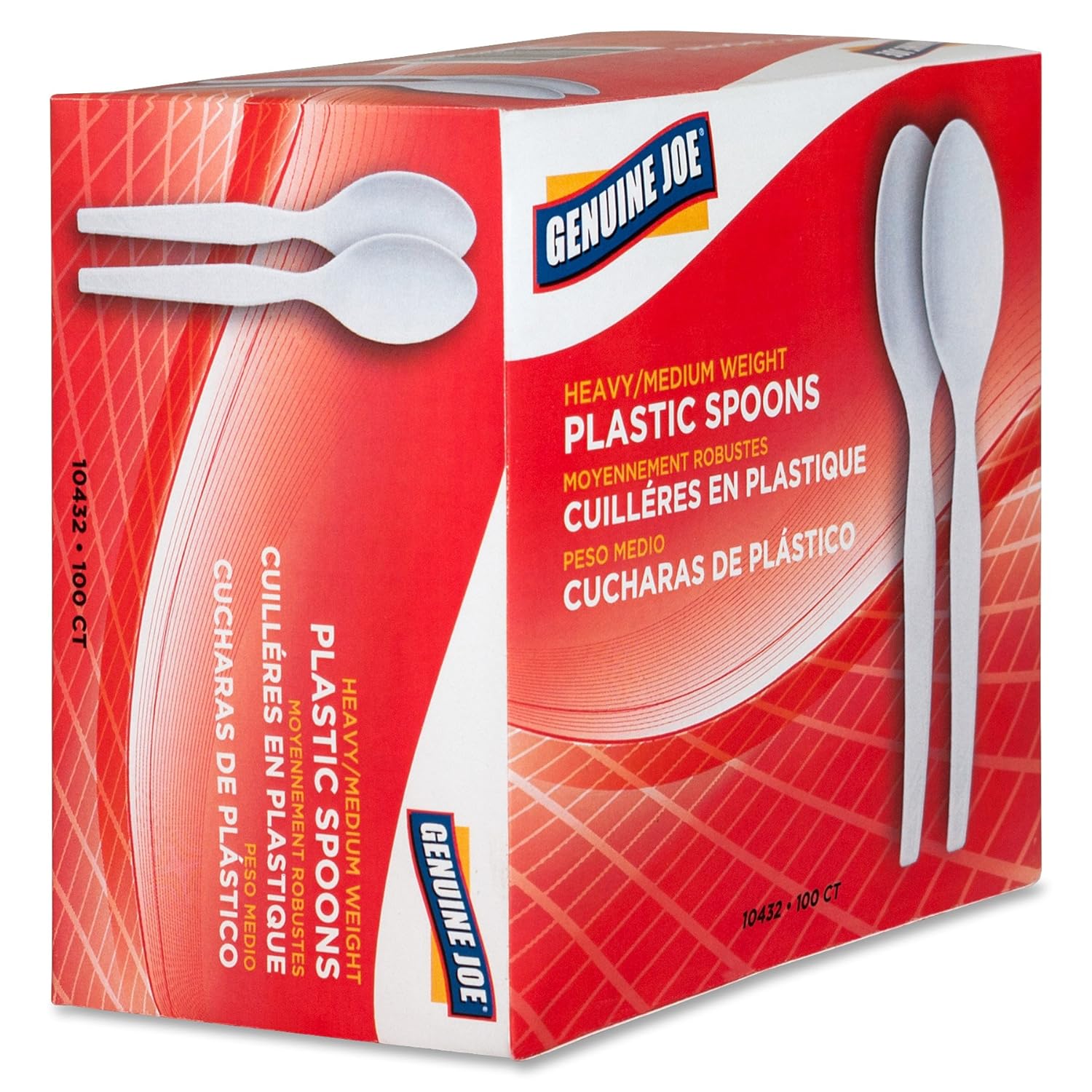 Genuine Joe Heavy/Medium Weight Plastic Spoon, White, 100 Count