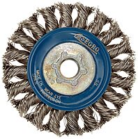 Norton Full Cable Twist Knot Wire Wheel Brush, Stainless Bristles, 0.020" Wire Size, 5/8"-11 Arbor