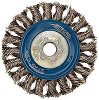 Norton Full Cable Twist Knot Wire Wheel Brush, Stainless Bristles, 0.020" Wire Size, 5/8"-11 Arbor