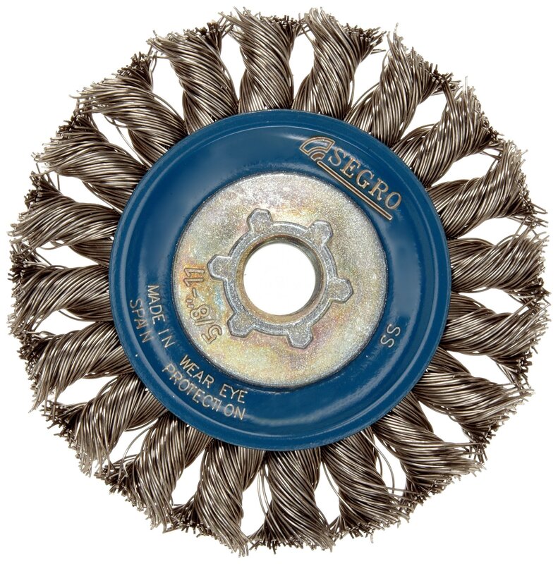 Norton Full Cable Twist Knot Wire Wheel Brush, Stainless Bristles, 0.020" Wire Size, 5/8"-11 Arbor