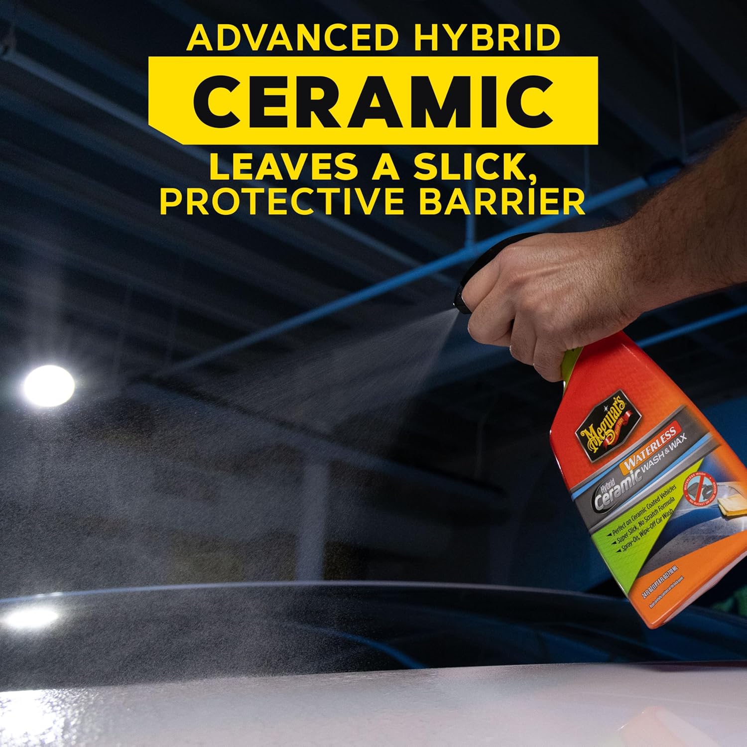 Meguiar’s Hybrid Ceramic Waterless Wash & Wax - Waterless Car Wash Spray with Ceramic Chemistry for a Slick
