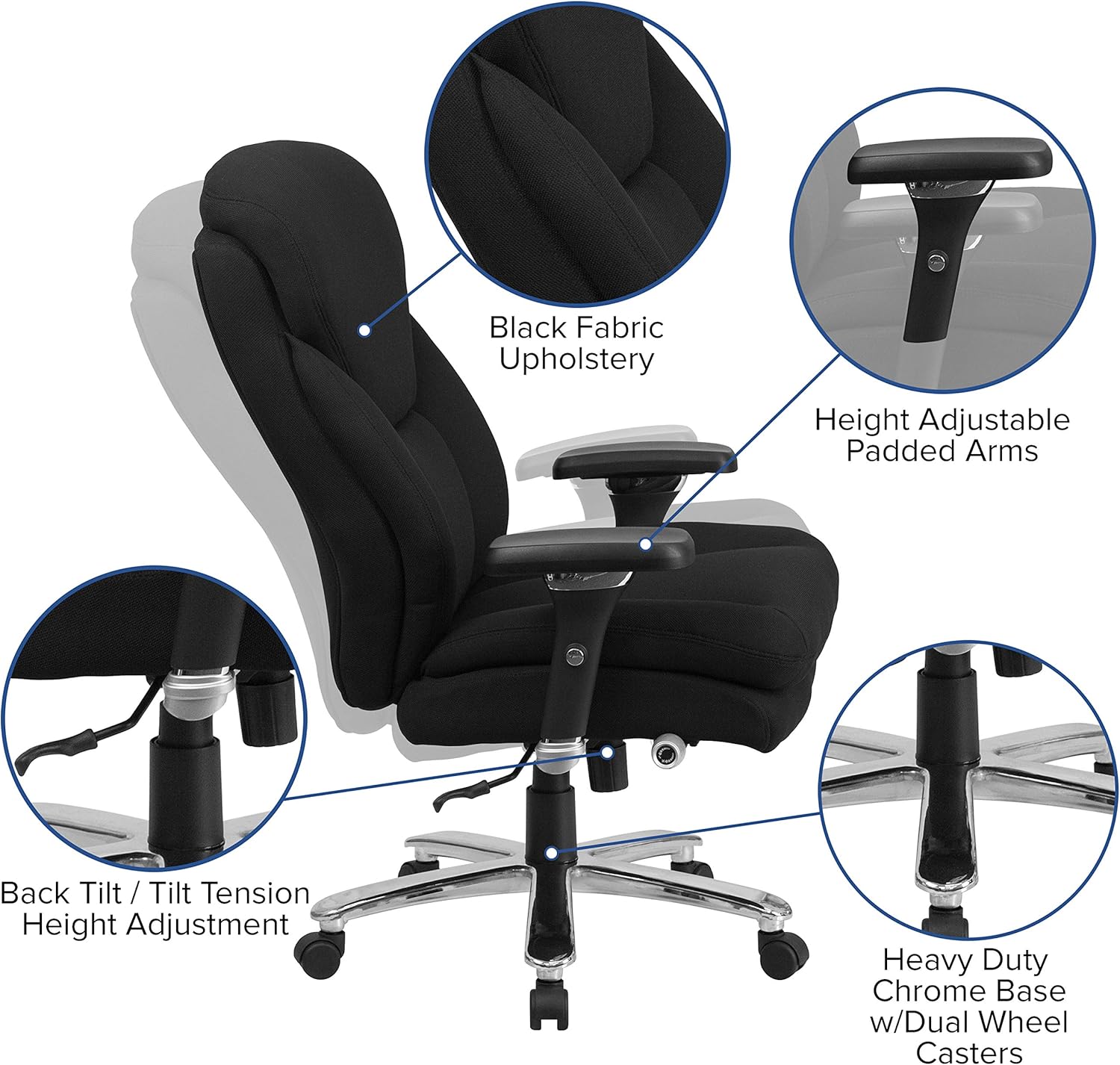 Flash Furniture HERCULES Series 24-7 Intensive Use Big & Tall Ergonomic High-Back Office Chair With Lumbar Knob And Headrest