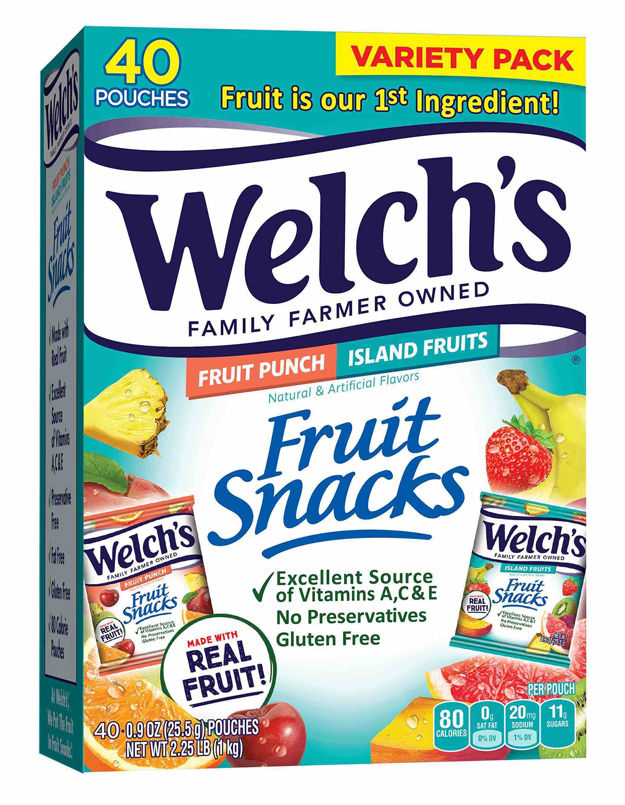 Welch's Fruit Snacks, Fruit Punch & Island Fruits Variety Pack, Gluten Free, Bulk Pack