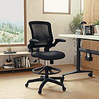 Flash Furniture Kale Mid-Back Swivel Office Chair with Adjustable Foot Ring, Lumbar Support, and Seat Height