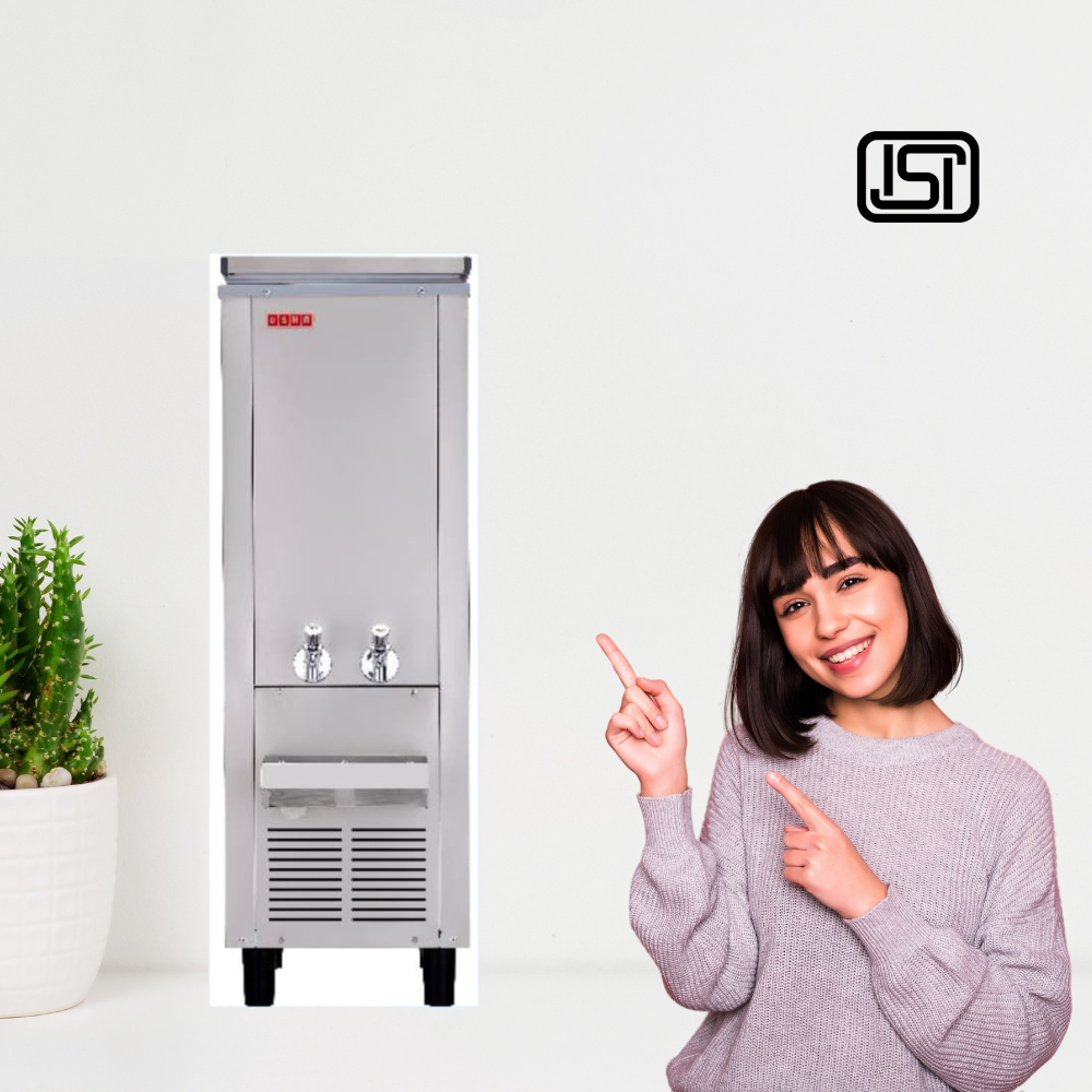 Stainless steel Usha SS1540 water cooler for office use.