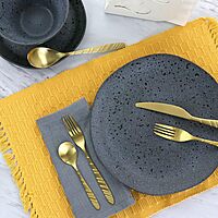 MegaChef La Vague 20 Piece Flatware Utensil Set, Stainless Steel Silverware Metal Service for 4 in Matte Gold