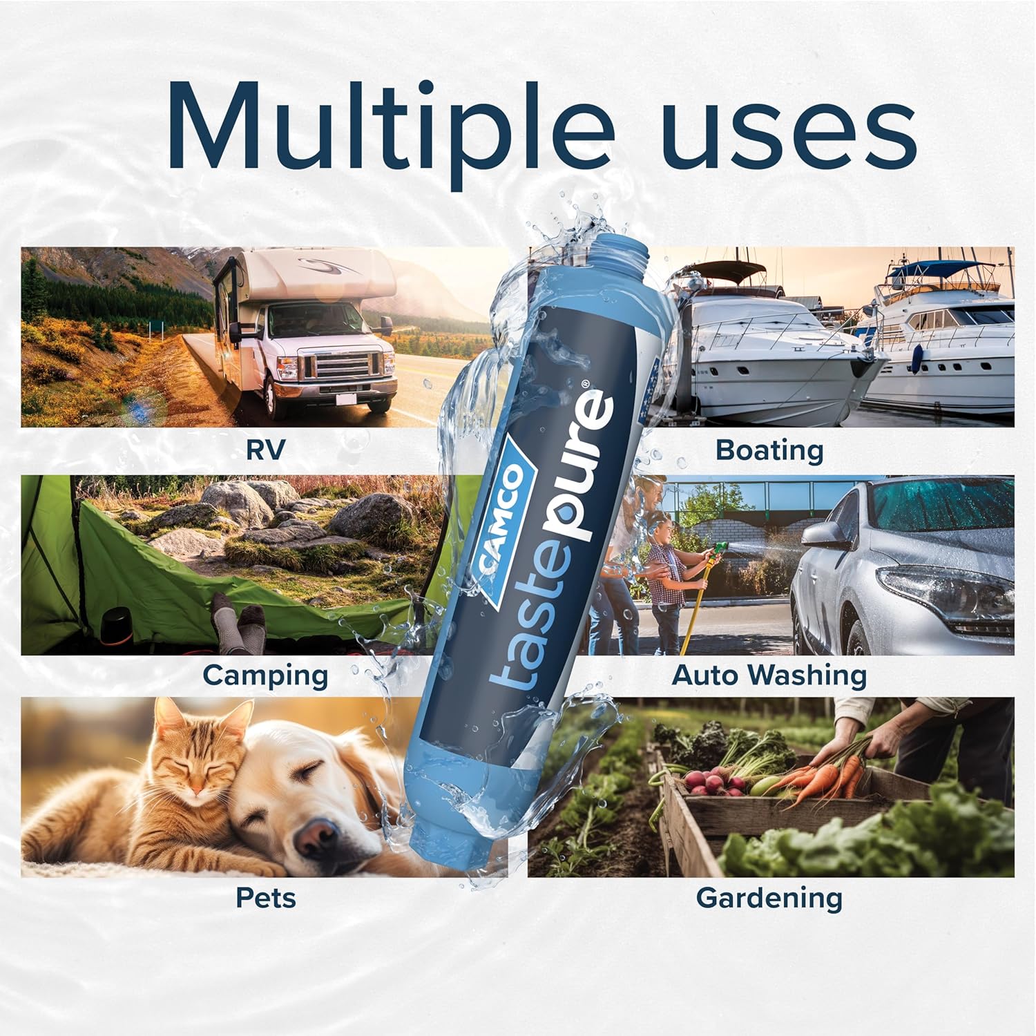 Camco TastePURE RV Water Filter - New & Advanced RV Inline Water Filter with Flexible Hose Protector