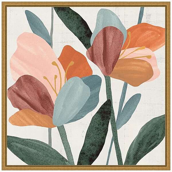 Amanti Art Framed Canvas Wall Art 16x16 Azalea Flowers Joining II by Annie Warren, Framed Wall Art Canvas, Abstract Artwork