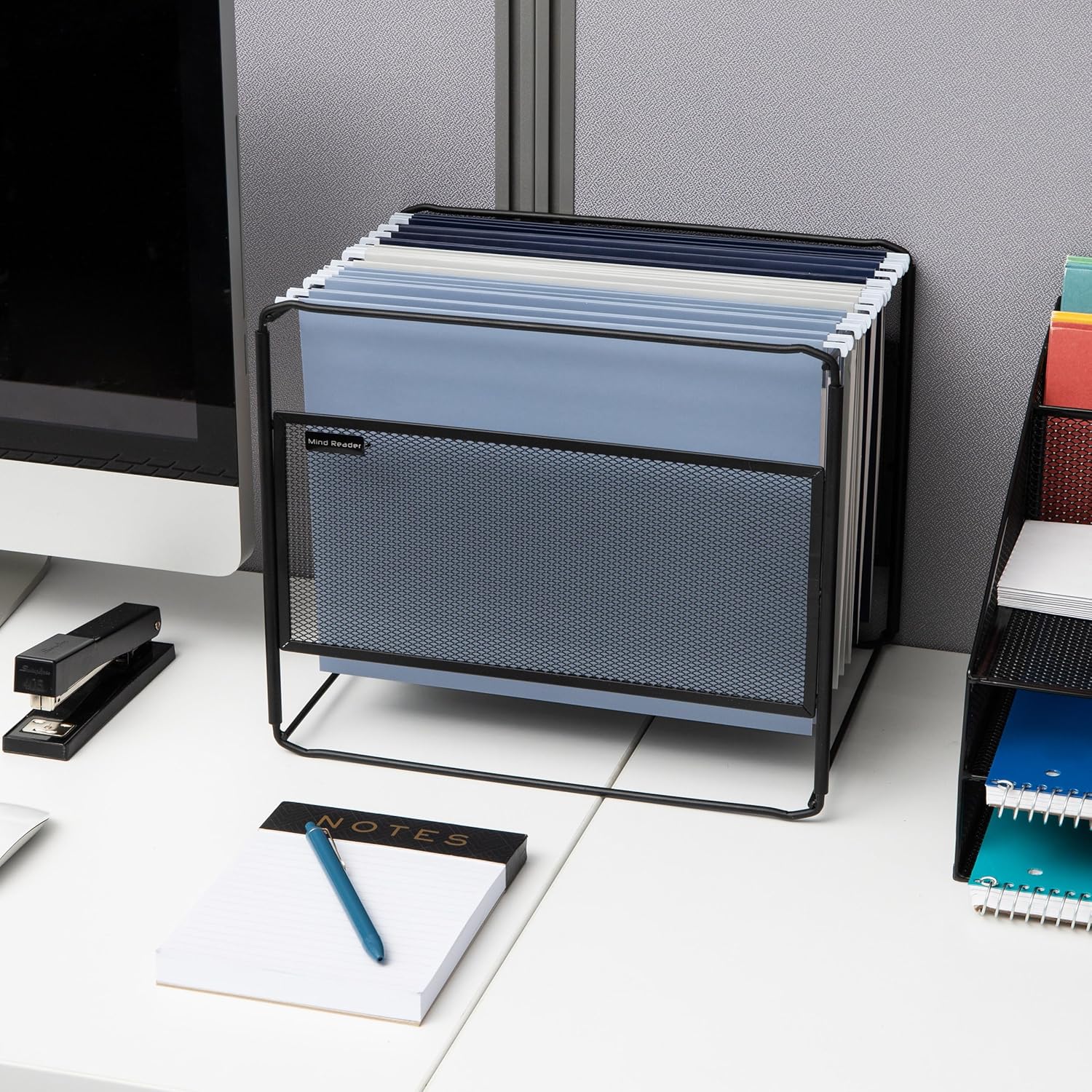 Mind Reader Hanging File Folder Organizer, Desktop Organizer, Metal Mesh, 13" L x 9.75" W x 10.25" H