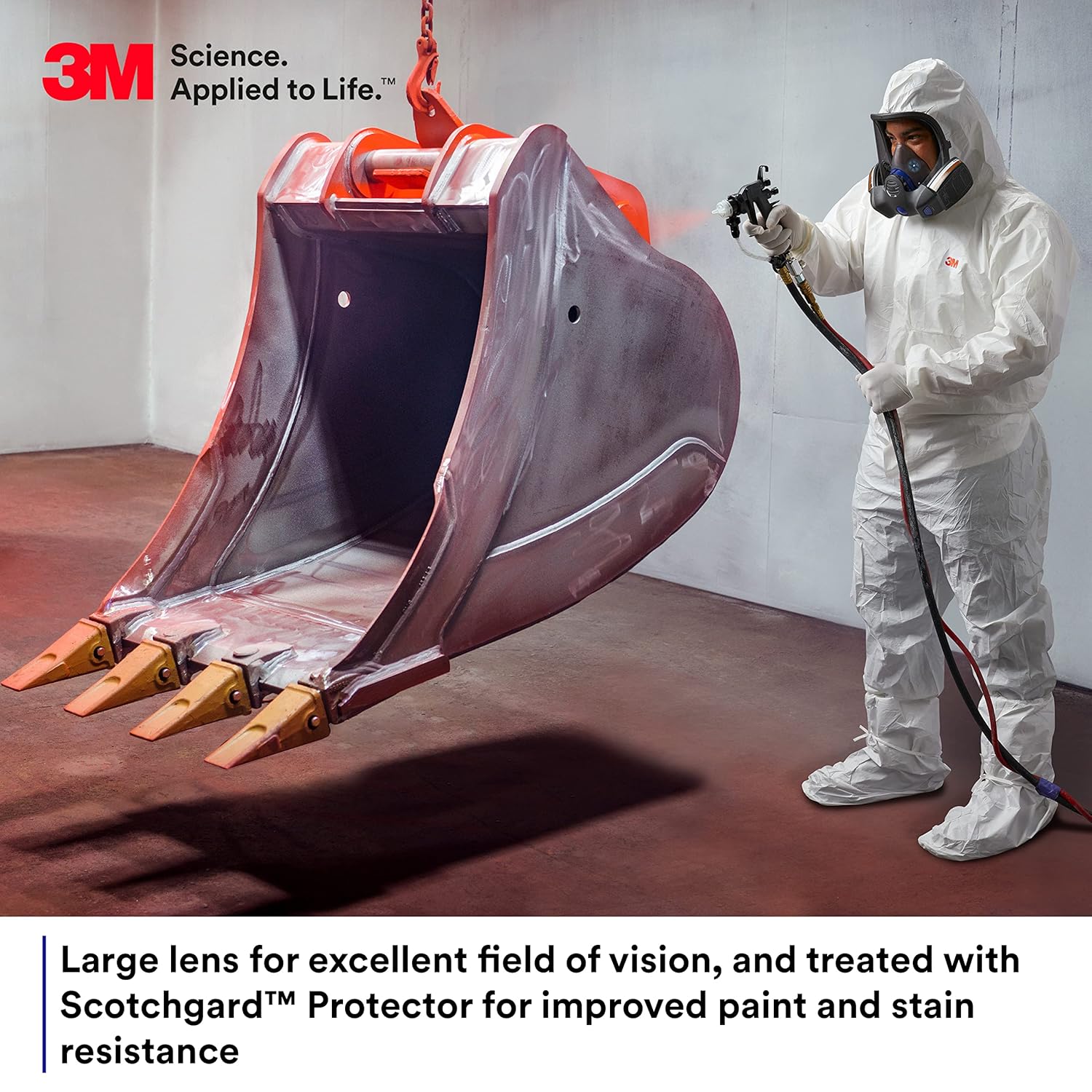 3M Secure Click Full Face Reusable Respirator with Large Lens, Speaking Diaphragm and Push Button Seal Check, FF-801