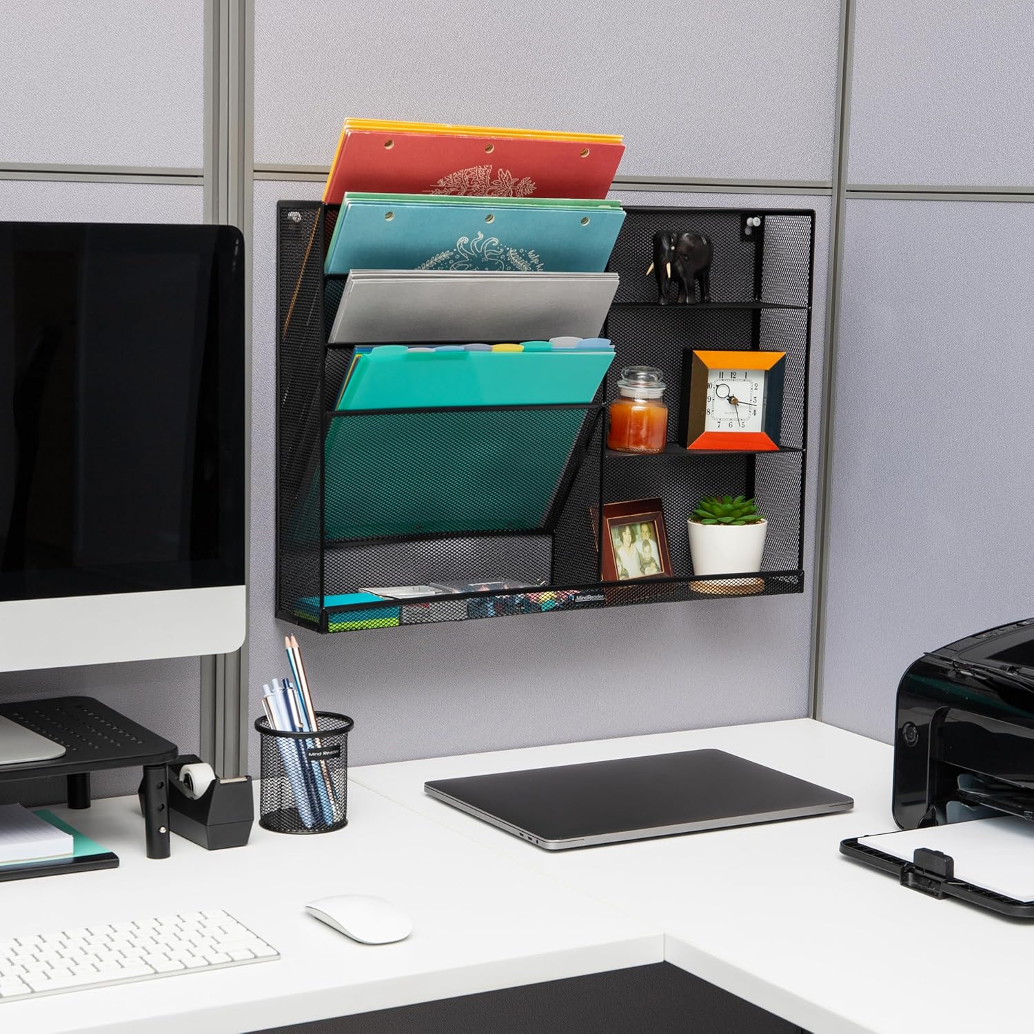 MIND READER 4-Tier Vertical File Organizer, Desktop & Wall Mount, Metal