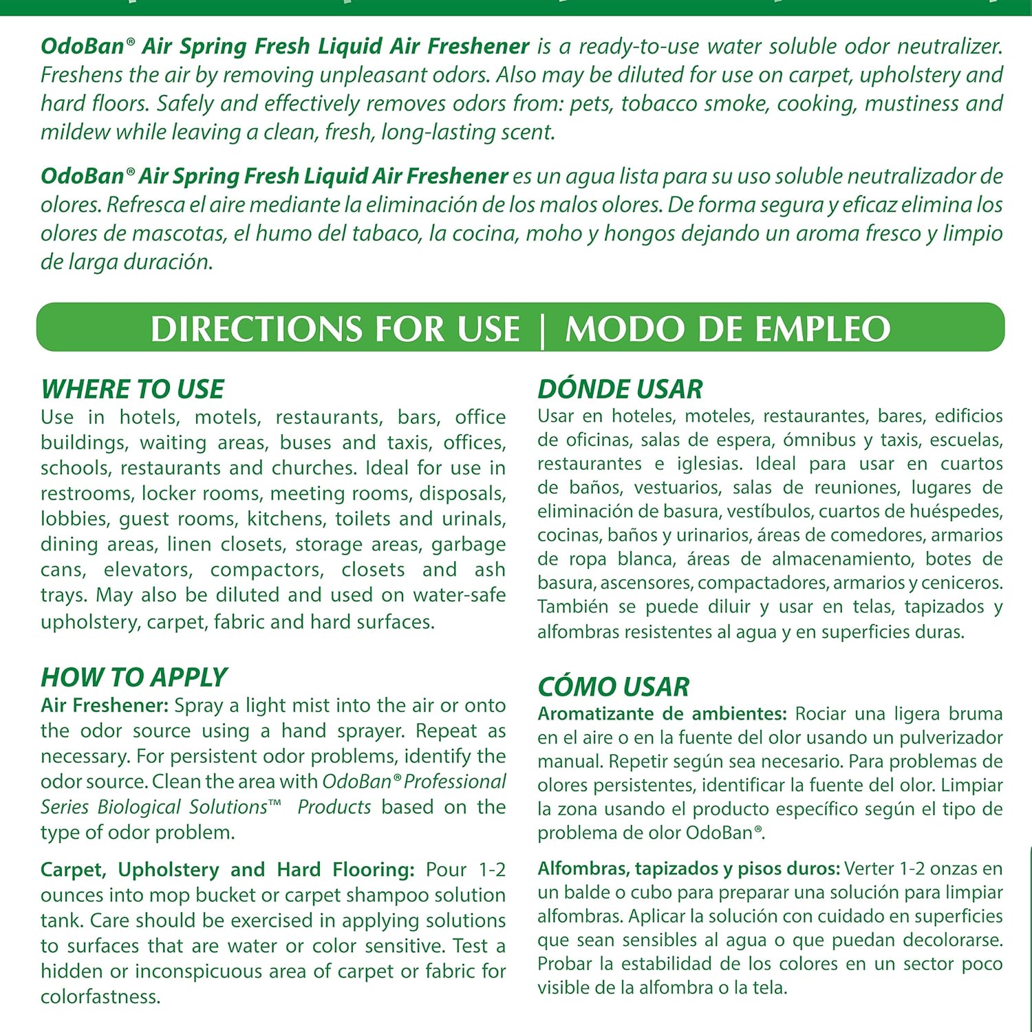 OdoBan Professional Series Ready-to-Use Air Spring Fresh Liquid Air Freshener, Spring Fresh Scent, 1 Gallon