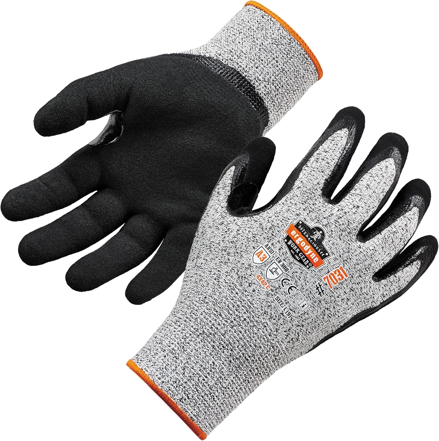 Ergodyne unisex adult Cut Resistant Work Gloves, A3, Surfaces, ANSI A3 Sandy Nitrile Coated Palms for Optimal Grip - of 1 US