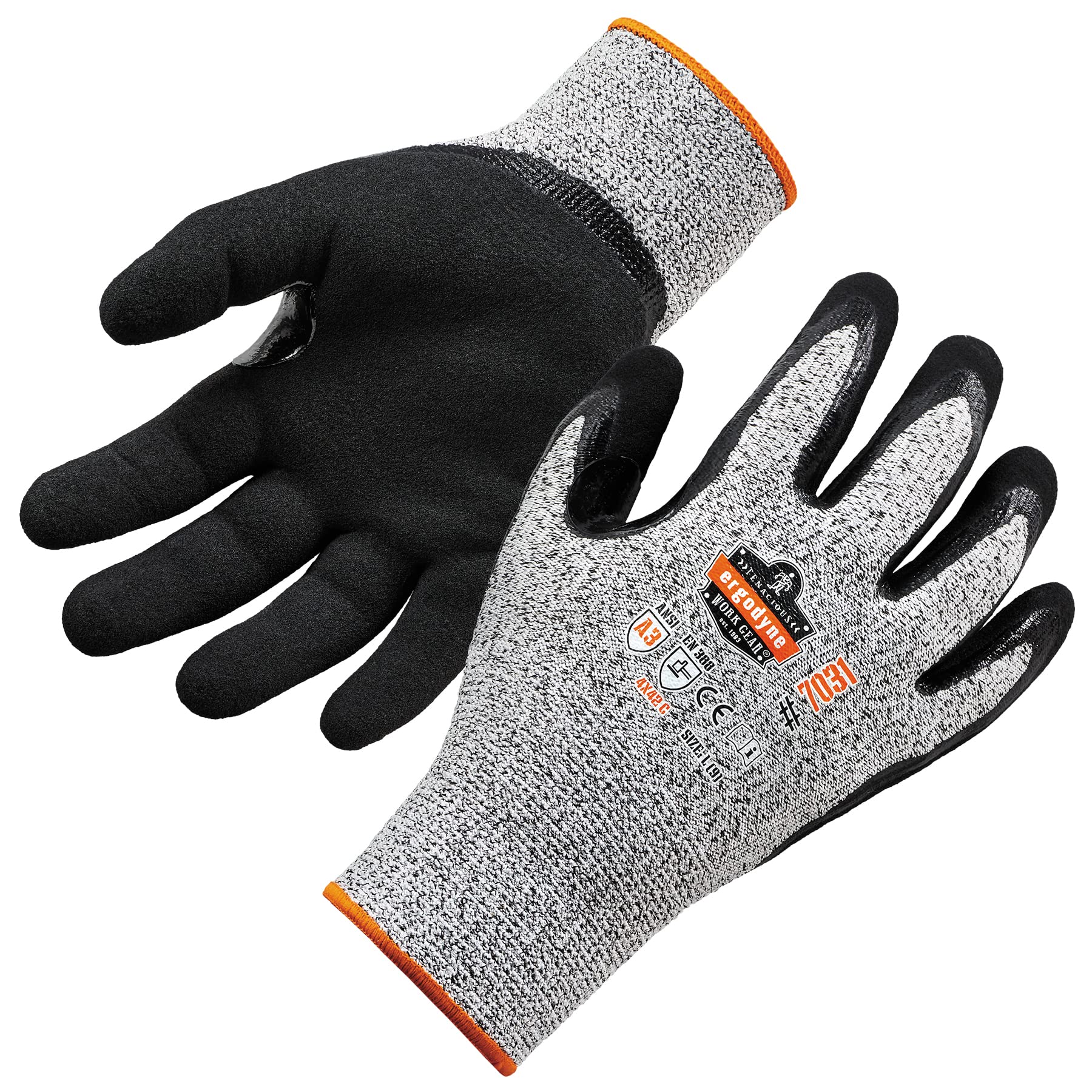Ergodyne unisex adult Cut Resistant Work Gloves, A3, Surfaces, ANSI A3 Sandy Nitrile Coated Palms for Optimal Grip - of 1 US