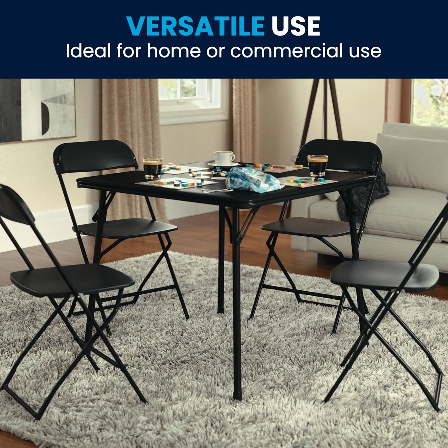 Flash Furniture Madelyn 33.5" Square Folding Multipurpose Card Table with Padded Vinyl Top
