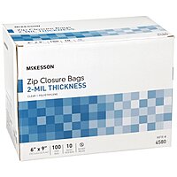 Reclosable Bag McKesson 6 X 9 Inch Polyethylene Clear Zipper Closure, 2-Mil Reclosable Bag McKesson 6 X 9 Inch Polyethylene Clear Zipper Closure, 2-Mil