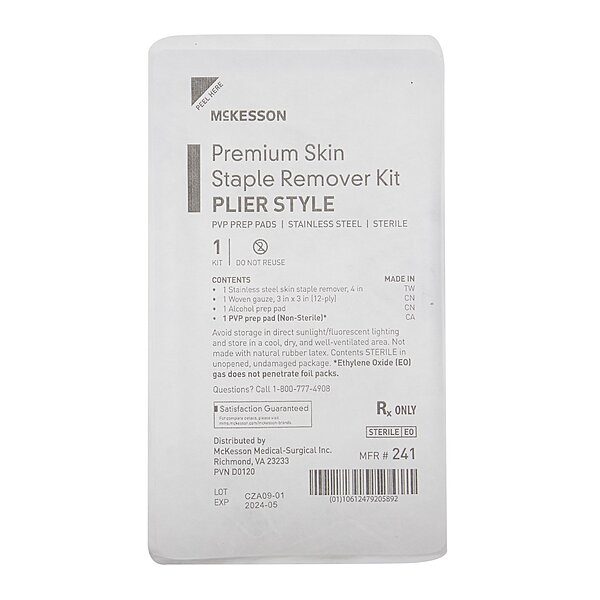 Skin Staple Removal Kit McKesson/STAPLE REMOVER TRAY, SKIN W/PREP Skin Staple Removal Kit McKesson/STAPLE REMOVER TRAY, SKIN W/PREP