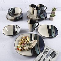 Gibson Elite Althea Reactive Dinnerware Set, Teal, Service for 4 (16pc)
