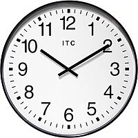 Infinity Instruments 19 inch Large Round Non-Ticking Silent Battery Operated Easy to Read Clock for Office, Classroom, School, Black