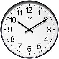 Infinity Instruments 19 inch Large Round Non-Ticking Silent Battery Operated Easy to Read Clock for Office, Classroom, School, Black