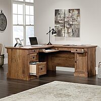 Sauder Palladia L-Shaped Desk with Drawers, File Cabinet Storage & Keyboard Tray